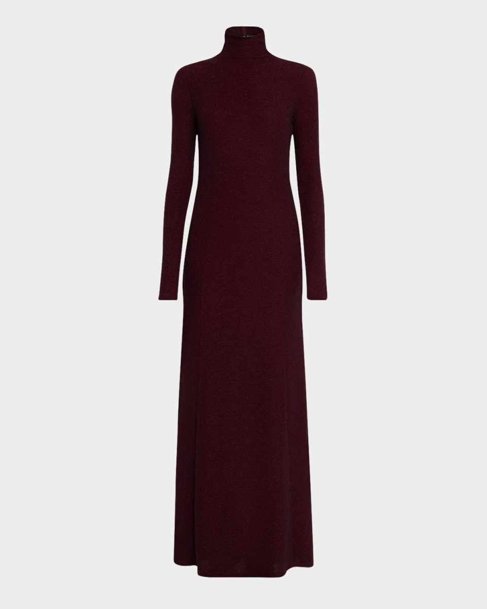 Lilith Metallic-Knit Turtleneck Dress